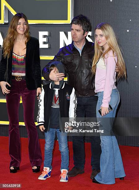 Noel Gallagher and Sara MacDonald attend the European Premiere of "Star Wars: The Force Awakens" at Leicester Square on December 16, 2015 in London,...