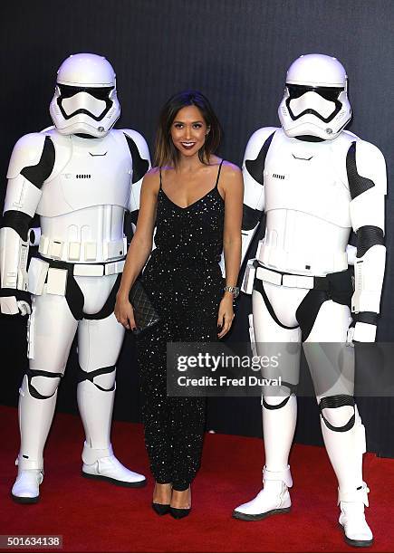 Myleene Klass attends the European Premiere of "Star Wars" The Force Awakens at Leicester Square on December 16, 2015 in London, England.