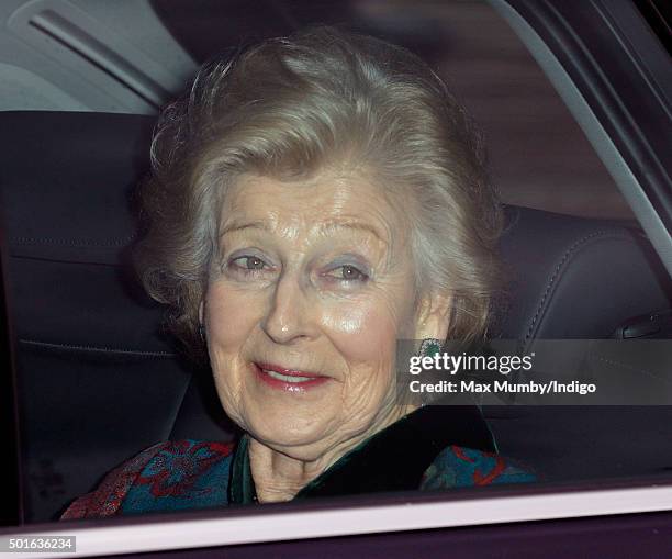 Princess Alexandra attends a Christmas lunch for members of the Royal Family hosted by Queen Elizabeth II at Buckingham Palace on December 16, 2015...