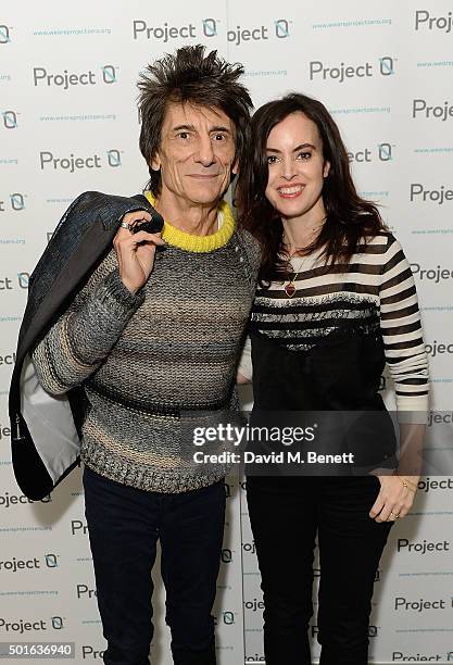 Ronnie Wood and Sally Humphreys attend the Project-0 Wave Makers Marine Conservation concert at Scala on December 16, 2015 in London, England.