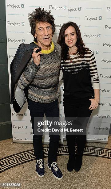 Ronnie Wood and Sally Humphreys attend the Project-0 Wave Makers Marine Conservation concert at Scala on December 16, 2015 in London, England.