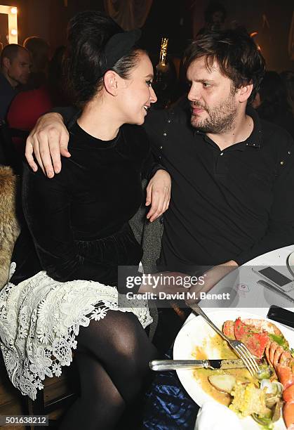 Gizzi Erskine and Jamie Reynolds attend the launch of new pop-up restaurant The Glam Clam on December 16, 2015 in London, England.