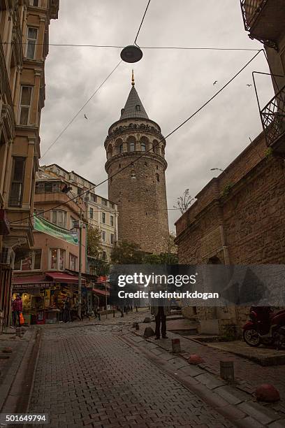 streets of galata tower at istanbul turkey - touristical stock pictures, royalty-free photos & images