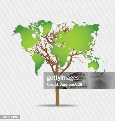 Tree Shaped World Map Vector Illustration High-Res Vector Graphic ...