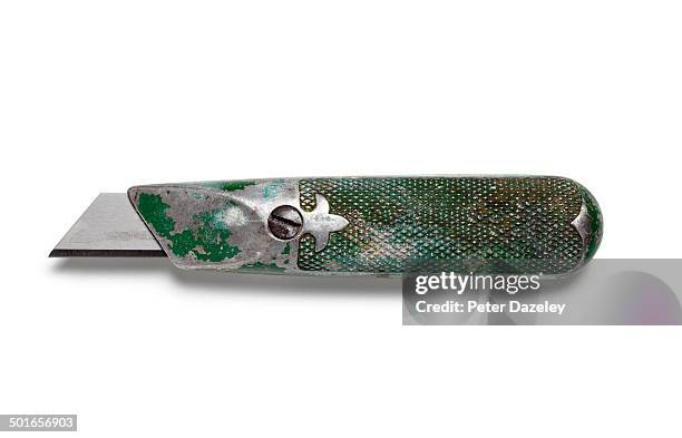 craft knife close-up - knife weapon stock-fotos und bilder