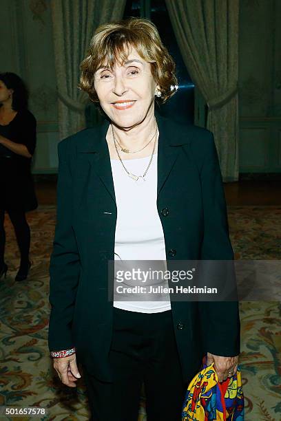 Former Prime Minister Edith Cresson attends the annual dinner hosted by US Ambassador Jane Hartley on December 16, 2015 in Paris, France.