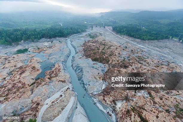 oso mud slide from above - mudslides stock pictures, royalty-free photos & images