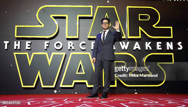 Abrams attends the European Premiere of "Star Wars: The Force Awakens" at Leicester Square on December 16, 2015 in London, England.