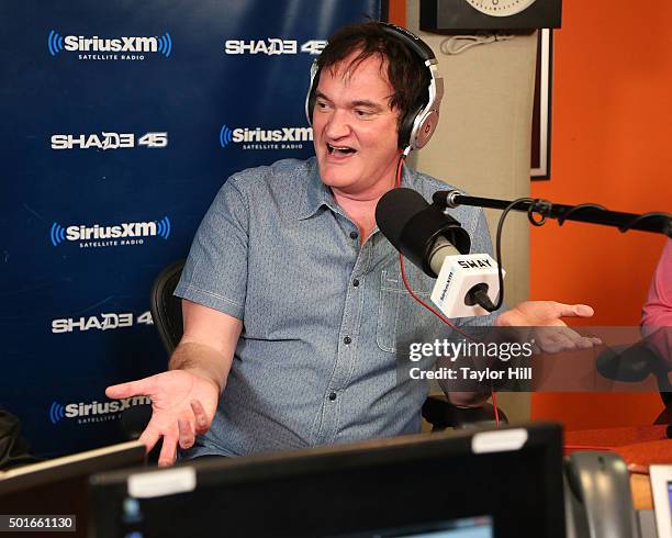 Quentin Tarantino visits "Sway in the Morning" at the SiriusXM Studios on December 16, 2015 in New York City.