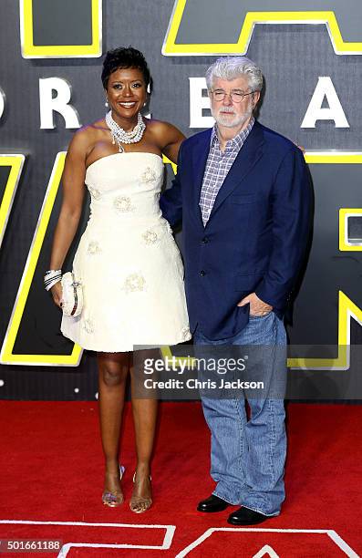 Mellody Hobson and George Lucas attend the European Premiere of "Star Wars: The Force Awakens" at Leicester Square on December 16, 2015 in London,...