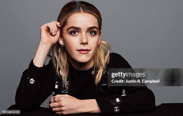 Actor Kiernan Shipka poses for a portrait at the 2015 Jingle Ball for Just Jared on December 4, 2015 in Los Angeles, California.