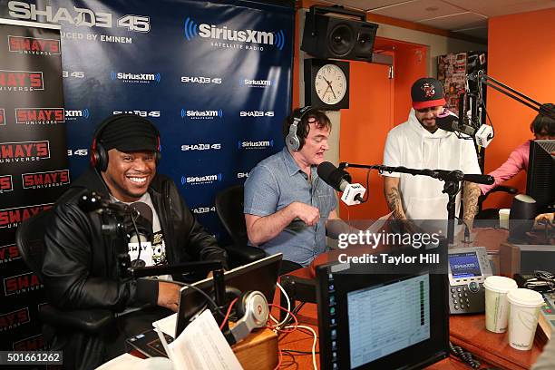 Quentin Tarantino visits "Sway in the Morning" at the SiriusXM Studios on December 16, 2015 in New York City.