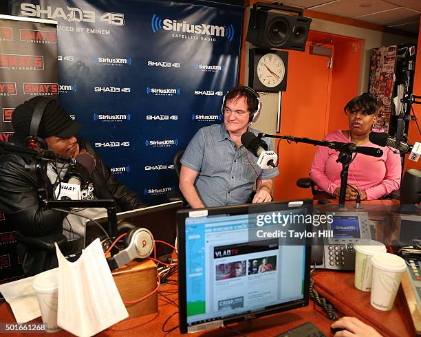 Quentin Tarantino visits "Sway in the Morning" at the SiriusXM Studios on December 16, 2015 in New York City.