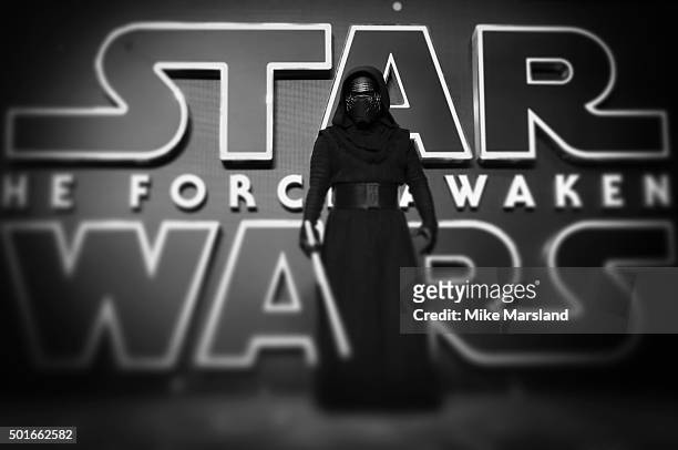 Kylo Ren attends the European Premiere of "Star Wars: The Force Awakens" at Leicester Square on December 16, 2015 in London, England.