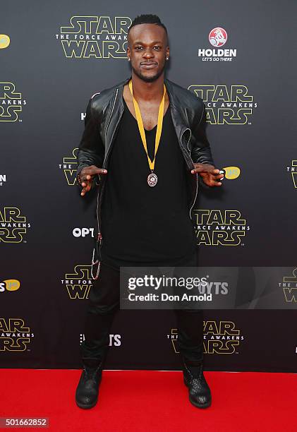 Tim Omaji arrives ahead of the 'Star Wars: The Force Awakens' Australian premiere on December 16, 2015 in Sydney, Australia.