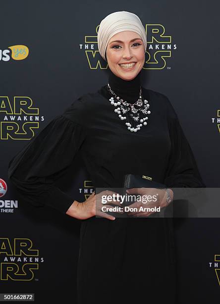 Anisa Buckley arrives ahead of the 'Star Wars: The Force Awakens' Australian premiere on December 16, 2015 in Sydney, Australia.