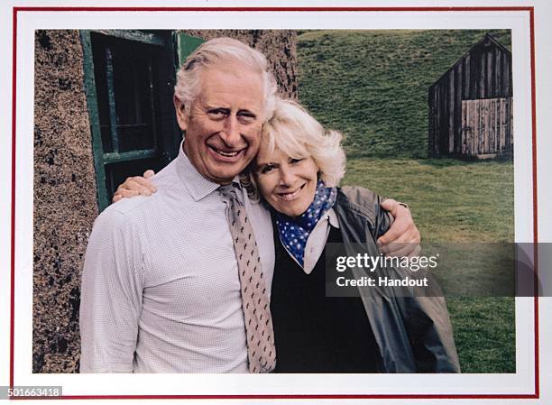 In this handout image released on December 17, 2015 by Clarence House, shows the personal Christmas card produced for Camilla, Duchess of Cornwall...