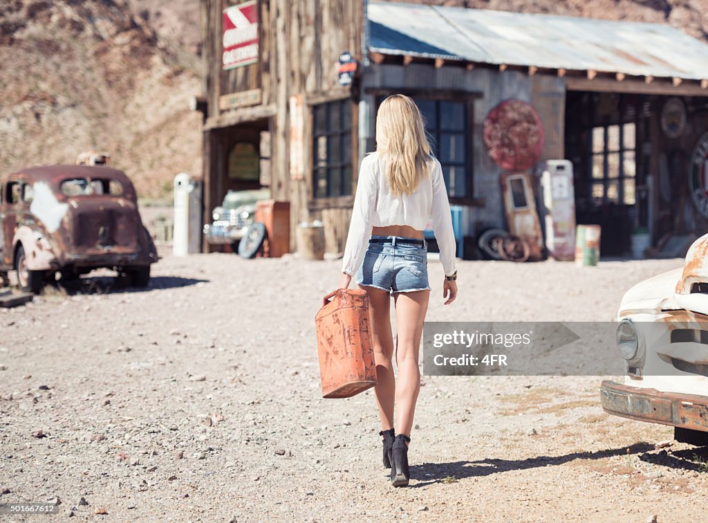 Ghost Town, Woman at a Gas Station