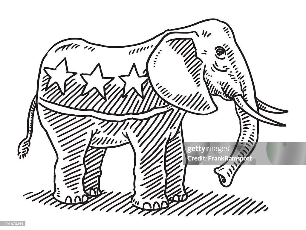 Elephant Republican Party Symbol Drawing