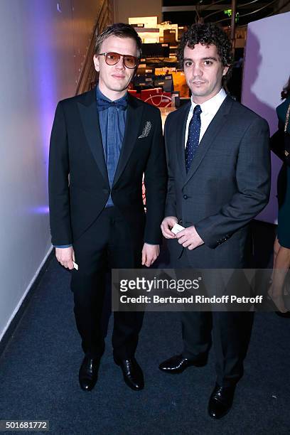 Actors Alex Lutz and Bruno Sanches attend the Annual Charity Dinner hosted by the AEM Association Children of the World for Rwanda. Held at Espace...