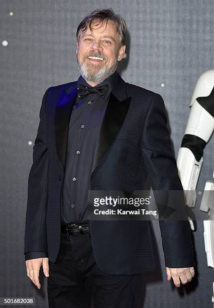 Mark Hamill attends the European Premiere of "Star Wars: The Force Awakens" at Leicester Square on December 16, 2015 in London, England.