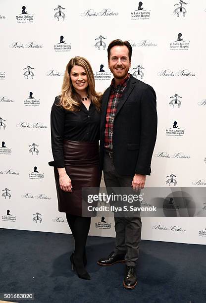 Heidi Blickenstaff and Matthew Wall of Broadway's "Something Rotten" attend Brooks Brothers holiday celebration with St. Jude Children's Research...