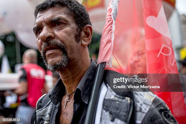 People protest against the Impeachment of President Dilma Rousseff on December 16, 2015 in Sao Paulo, Brazil. Brazil is experiencing a political...