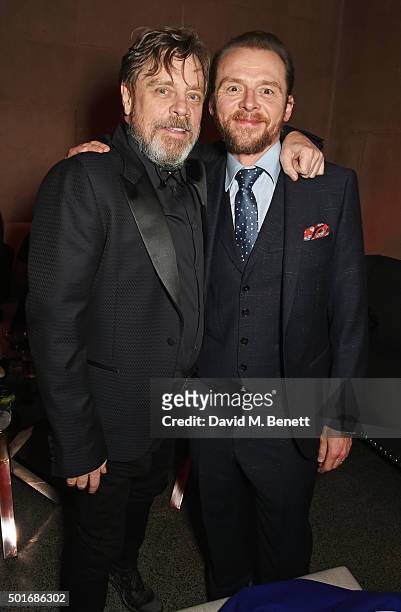 Mark Hamill and Simon Pegg attend the after party following the European Premiere of "Star Wars: The Force Awakens" at the Tate Britain on December...