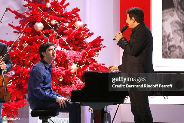 Brother of Patrick Bruel, Producer and Musician of the Album, David Francois Moreau and Main Guest of the Show, Singer Patrick Bruel perform and...