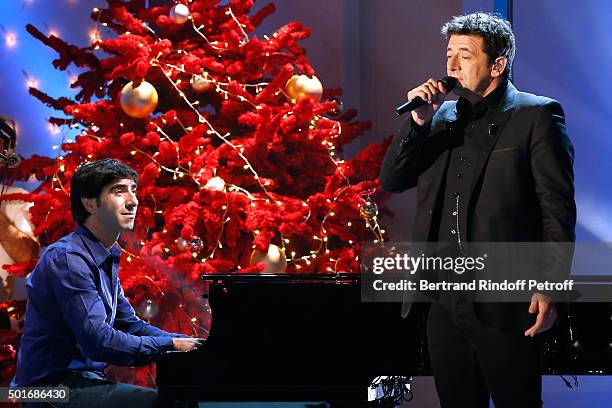 Brother of Patrick Bruel, Producer and Musician of the Album, David Francois Moreau and Main Guest of the Show, Singer Patrick Bruel perform and...
