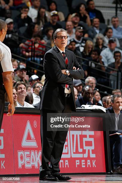 Randy Wittman of the Washington Wizards during the game against the San Antonio Spurs on December 16, 2015 at the AT&T Center in San Antonio, Texas....