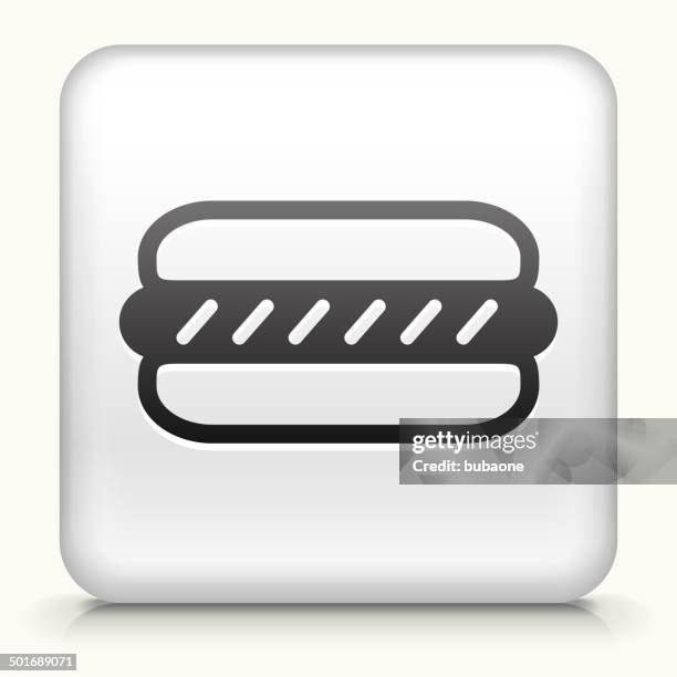 square button with hotdog royalty free vector art - bread roll white background stock illustrations