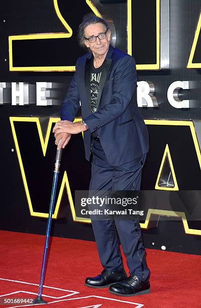 Peter Mayhew attends the European Premiere of "Star Wars: The Force Awakens" at Leicester Square on December 16, 2015 in London, England.