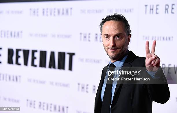 Cinematographer Emmanuel Lubezki attends the premiere of 20th Century Fox and Regency Enterprises' "The Revenant" at the TCL Chinese Theatre on...