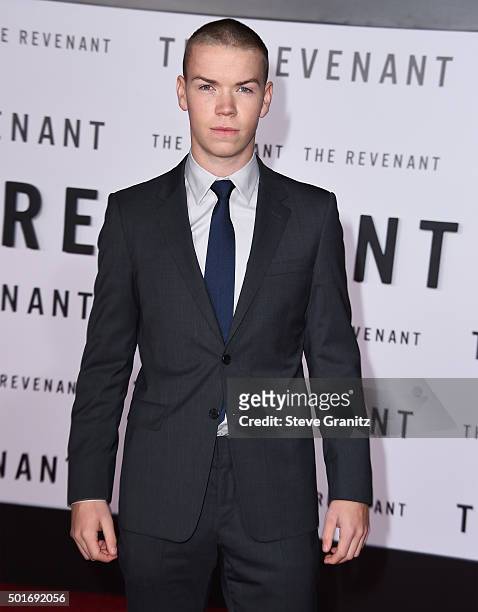 Actor Will Poulter attends the premiere of 20th Century Fox and Regency Enterprises' "The Revenant" at the TCL Chinese Theatre on December 16, 2015...