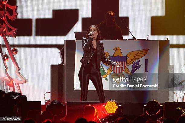 Chloe Angelides performs onstage with R. City during 103.5 KISS FM's Jingle Ball 2015 presented by Capital One at Allstate Arena on December 16, 2015...