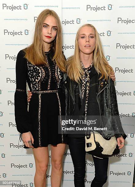 Cara Delevingne and Mary Charteris attend the Project-0 Wave Makers Marine Conservation concert at Scala on December 16, 2015 in London, England.