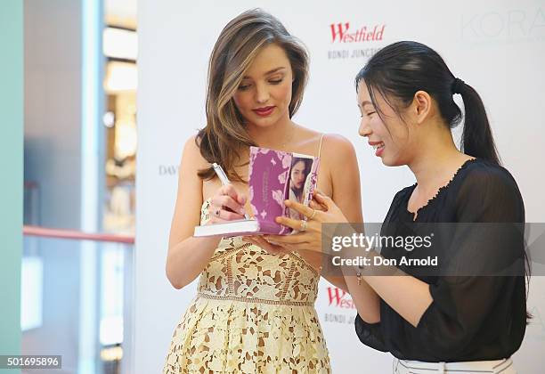 Miranda Kerr greets fans at Westfield Bondi Junction on December 17, 2015 in Sydney, Australia.