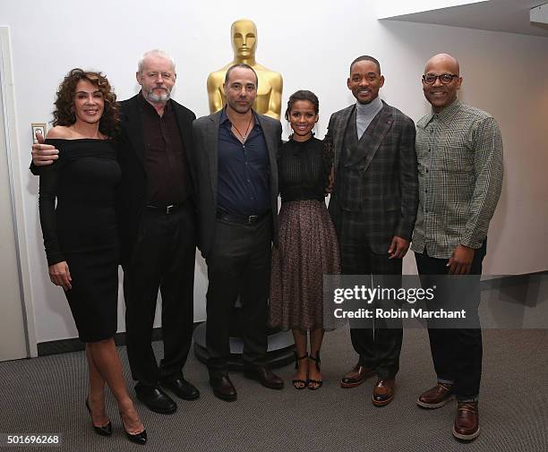 Giannina Facio, David Morse, Peter Landesman, Gugu Mbatha-Raw, Will Smith and Patrick Harrison, Director of NY Programs and Membership Academy of...