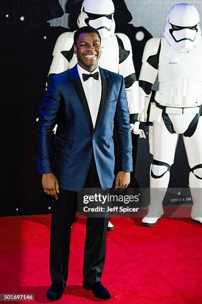 John Boyega attends the European premiere of "Star Wars: The Force Awakens" at Leicester Square on December 16, 2015 in London, England.