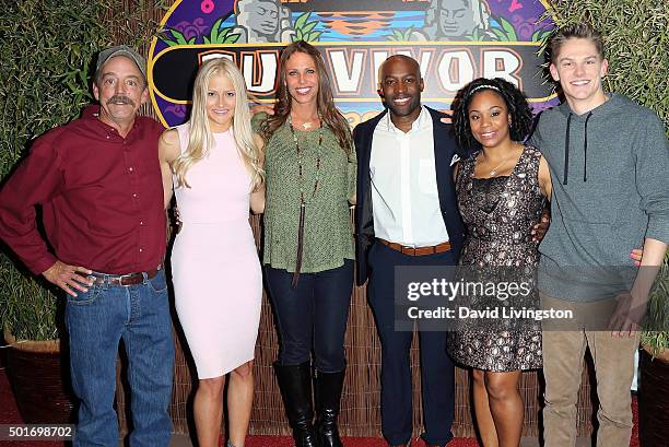 Contestants Keith Nale, Kelley Wentworth, Kimmi Kappenberg, Jeremy Collins, Latasha "Tasha" Fox and Spencer Bledsoe attend CBS's "Survivor: Cambodia...