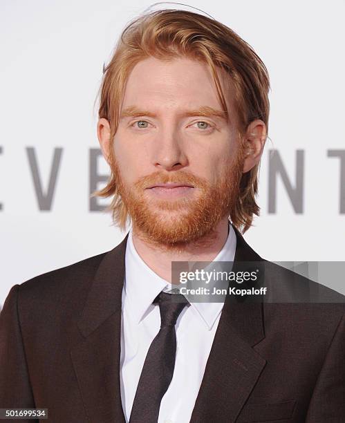 Actor Domhnall Gleeson arrives at the Los Angeles Premiere "The Revenant" at TCL Chinese Theatre on December 16, 2015 in Hollywood, California.