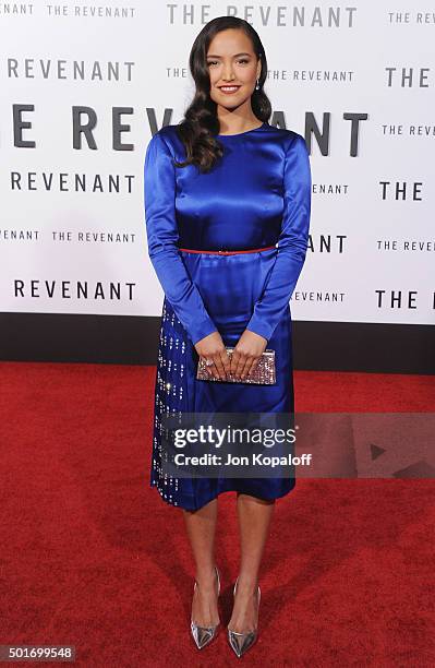 Actress Grace Dove arrives at the Los Angeles Premiere "The Revenant" at TCL Chinese Theatre on December 16, 2015 in Hollywood, California.