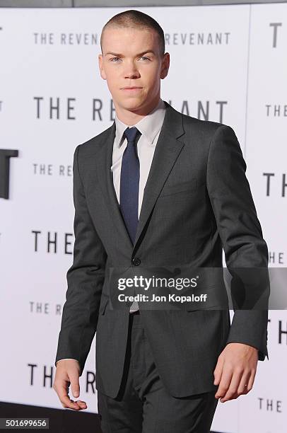 Actor Will Poulter arrives at the Los Angeles Premiere "The Revenant" at TCL Chinese Theatre on December 16, 2015 in Hollywood, California.