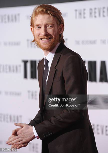 Actor Domhnall Gleeson arrives at the Los Angeles Premiere "The Revenant" at TCL Chinese Theatre on December 16, 2015 in Hollywood, California.