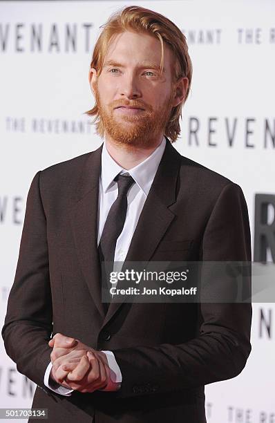 Actor Domhnall Gleeson arrives at the Los Angeles Premiere "The Revenant" at TCL Chinese Theatre on December 16, 2015 in Hollywood, California.