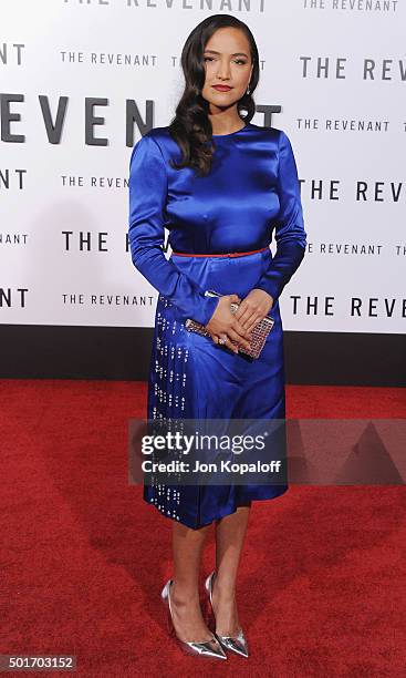 Actress Grace Dove arrives at the Los Angeles Premiere "The Revenant" at TCL Chinese Theatre on December 16, 2015 in Hollywood, California.