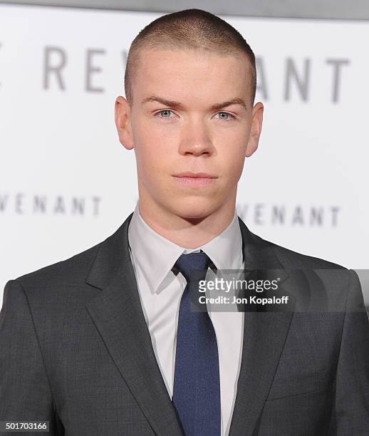 Actor Will Poulter arrives at the Los Angeles Premiere "The Revenant" at TCL Chinese Theatre on December 16, 2015 in Hollywood, California.