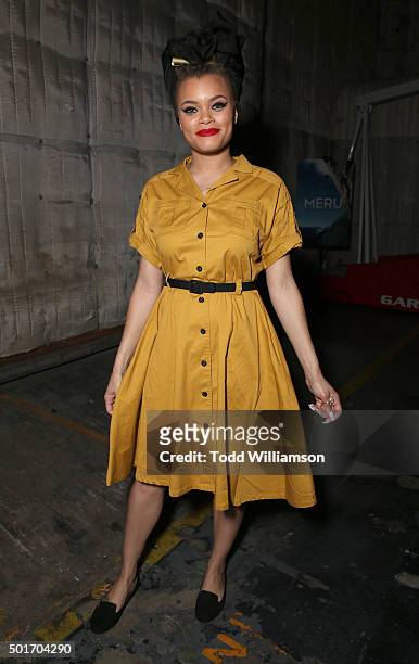 Andra Day attends a Celebration of MERU Screening And Reception at RED Studios on December 16, 2015 in Los Angeles, California.