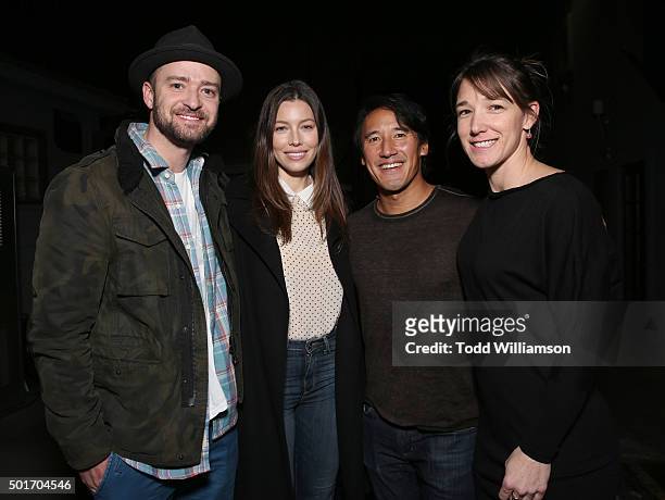 Justin Timberlake, Jessica Biel, Jimmy Chin and Shannon Ethridge attend a Celebration of MERU Screening And Reception at RED Studios on December 16,...